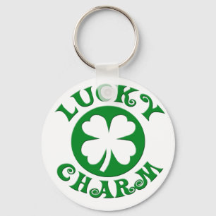 Lucky Charm Green/White Circle Keychain