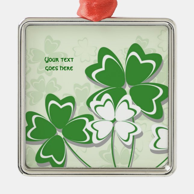 Lucky charm Irish clover shamrock St. Patricks Day Metal Ornament (Front)