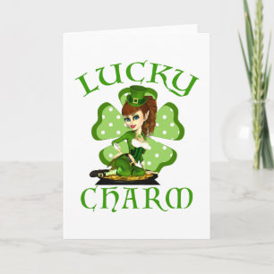 Lucky Charm Leprechaun Girl St. Patrick's Day Card