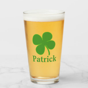 Lucky Charm: Personalized Green Shamrock Pint Glass