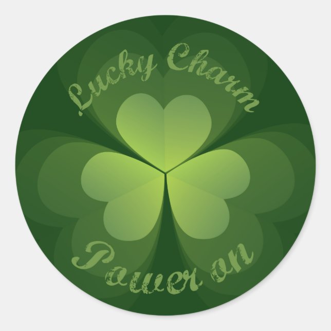 Lucky Charm Power On Classic Round Sticker (Front)