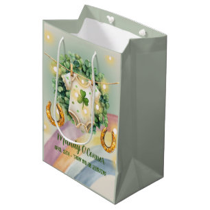Lucky Charm Shamrock and Rainbow Baby Shower Medium Gift Bag