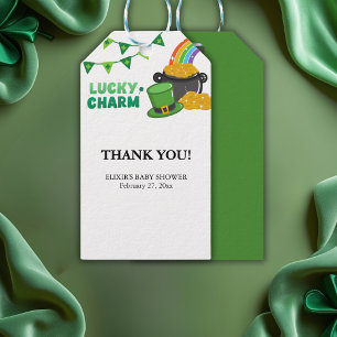 Lucky Charm Shamrock St. Patrick's Day Baby Shower Gift Tags