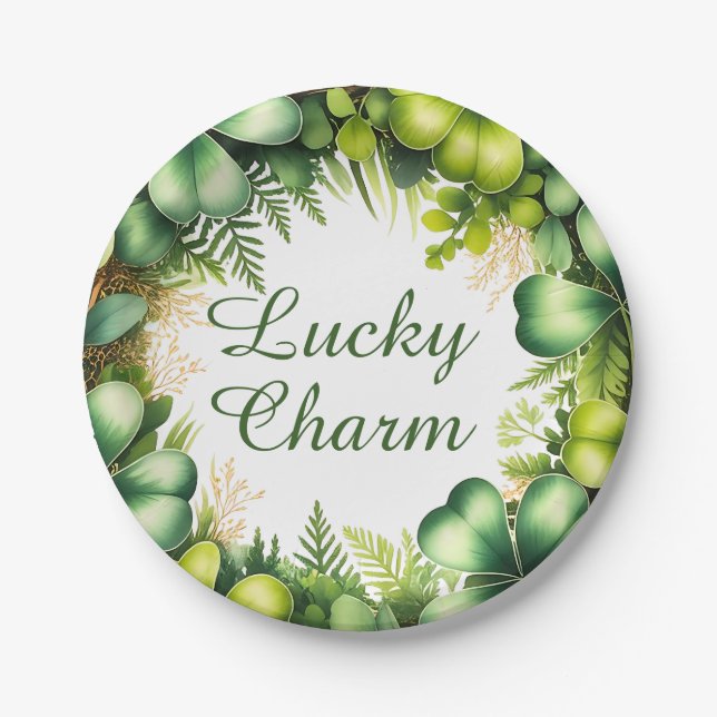 Lucky Charm Shamrock Wreath Paper Plates (Front)