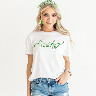 Lucky Charm St. Patrick’s Day Cute Green Script T-Shirt