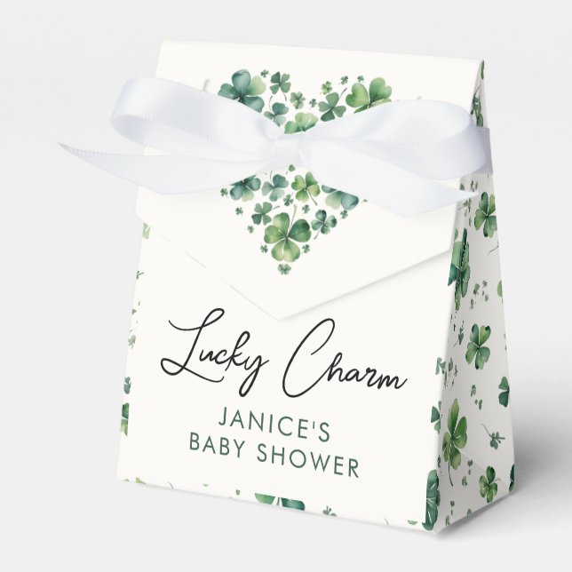 Lucky Charm St. Patricks Day Baby Shower Favor Box (Front Side)