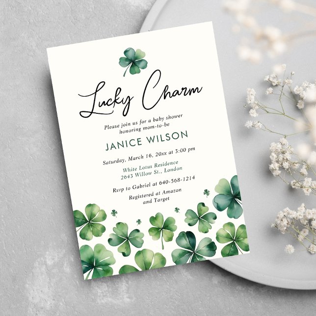 Lucky Charm St. Patrick's Day Baby Shower Invitation (Creator Uploaded)