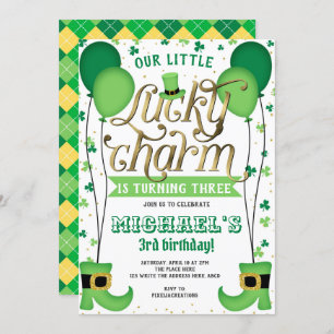 Lucky Charm, St Patrick's Day, Birthday Invitation