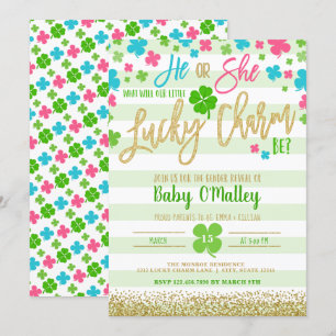 Lucky Charm St Patrick's Day Gender Reveal Invitation