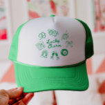 Lucky Charm St Patricks Day Lucky Clover Trucker Hat<br><div class="desc">Stay lucky and stylish with this cute St. Patrick’s Day t-shirt! Featuring fun green lucky charm graphics—four-leaf clover, dice, rainbow, and more—this trendy t-shirt adds a vintage touch to your festive look. Perfect for St. Paddy’s celebrations, pub crawls, or casual wear.</div>