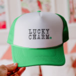 Lucky Charm St Patricks Day Lucky Clover Trucker Hat<br><div class="desc">Celebrate St. Patrick’s Day in style with this Lucky Charm T-shirt! Designed with a vintage-inspired typewriter font and a subtle shamrock, this fitted tee is perfect for festive outfits, casual wear, or layering. It’s ideal for spreading lucky vibes and Irish pride.</div>