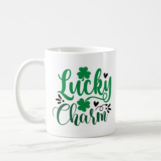 Lucky Charm St Patricks Day Personalized Coffee Mug (Left)