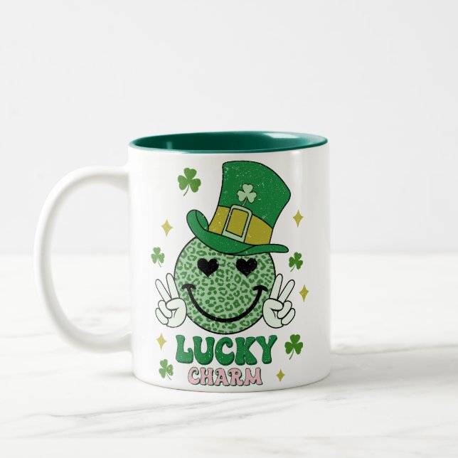 Lucky Charm St Patrick's Day Two-Tone Coffee Mug (Left)