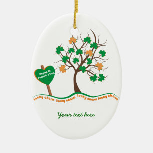 Lucky charm tree clover shamrock St. Patricks Day Ceramic Ornament