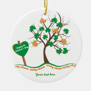 Lucky charm tree clover shamrock St. Patricks Day Ceramic Ornament