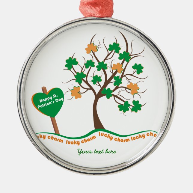 Lucky charm tree clover shamrock St. Patricks Day Metal Ornament (Front)