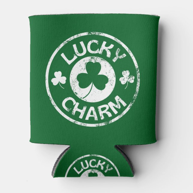 Lucky Charm Vintage St Patrick's Day Can Cooler (Front)