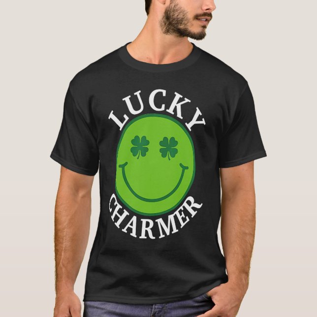 LUCKY CHARMER Happy Face  St Patrick's Day Boys Gi T-Shirt (Front)
