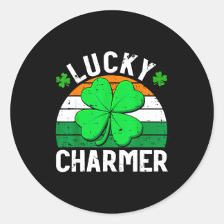 Lucky charmer shirts boys kids girls funny st classic round sticker