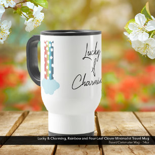 Lucky & Charming Rainbow 4-Leaf Clover Minimalist Travel Mug
