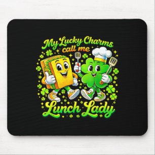 Lucky charms call lunch lady st patricks day mouse pad
