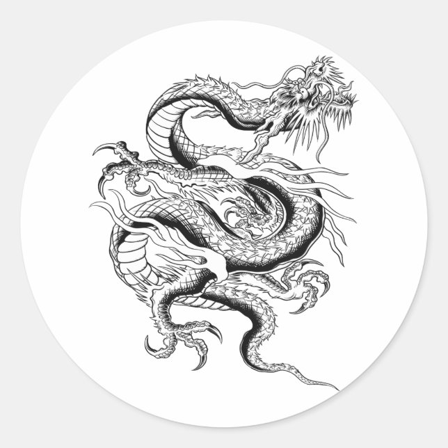 Lucky Chinese Dragon Classic Round Sticker (Front)