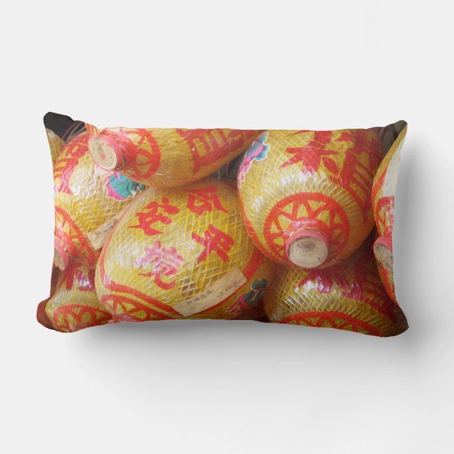 Lucky Chinese Paper Lanterns Lumbar Pillow (Front)