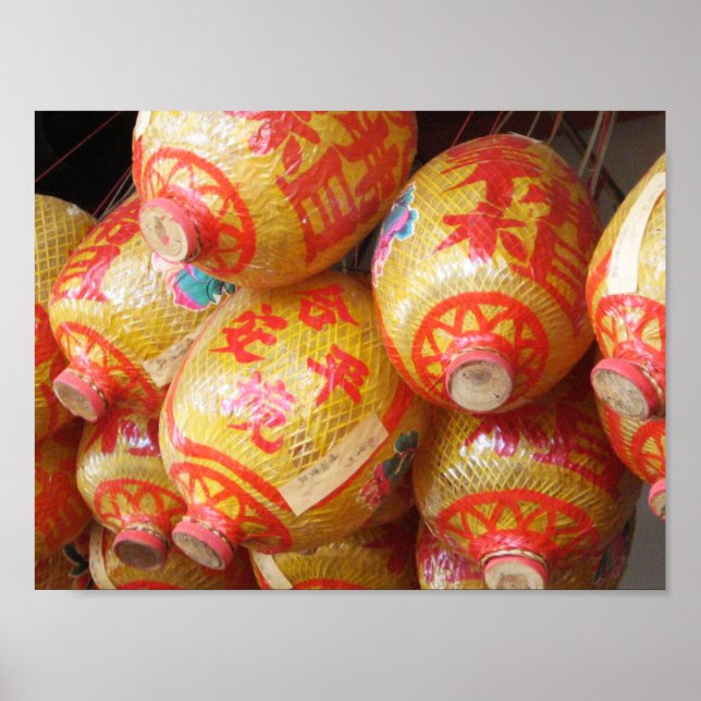 Lucky Chinese Paper Lanterns Poster (Front)
