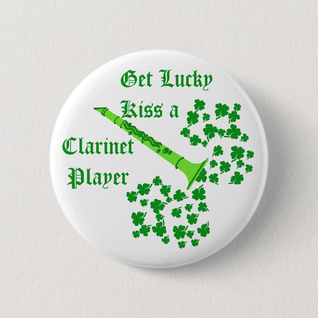 Lucky Clarinet 2 Inch Round Button (Front)