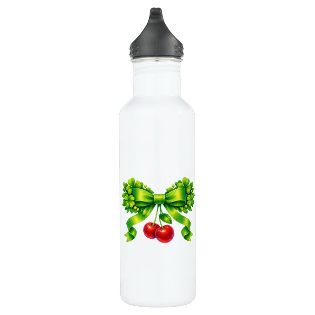 Lucky Clover Bow with Cherries Green Design 710 Ml Water Bottle (Right)