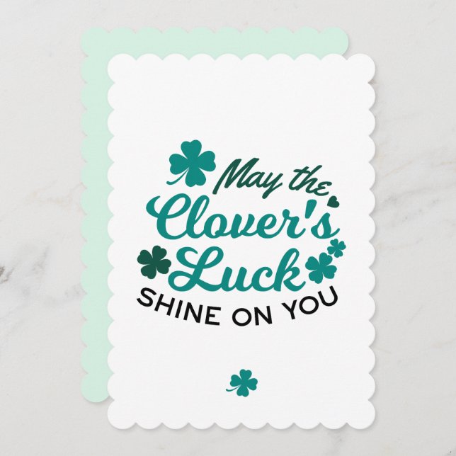 Lucky Clover Charm - May the Clover's Luck Shine Holiday Card (Front/Back)