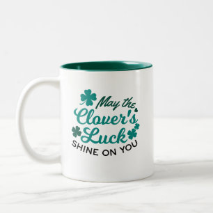 Lucky Clover Charm - May the Clover's Luck Shine Two-Tone Coffee Mug