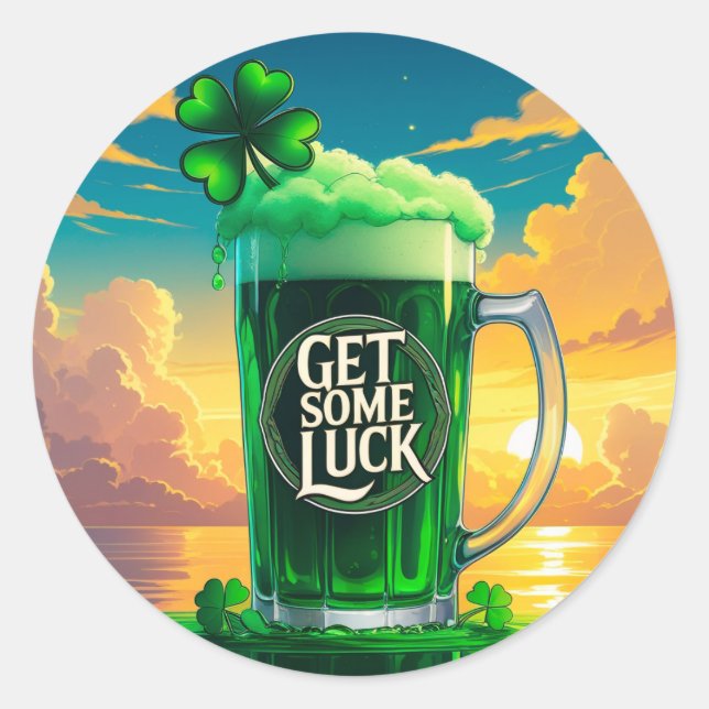 lucky clover classic round sticker (Front)