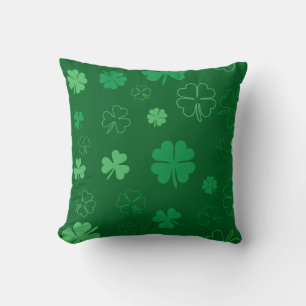 Lucky Clover Dark Green Decorative Throw Pillow