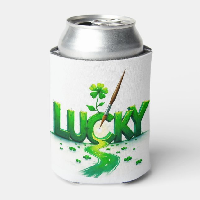 Lucky Clover Design for St. Patrick's Day Can Cooler (Can Front)