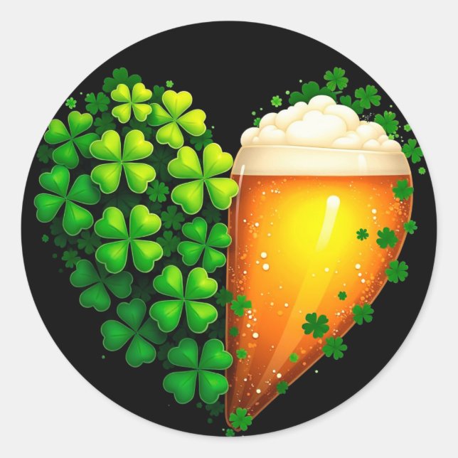 Lucky Clover Design for St. Patrick's Day Classic Round Sticker (Front)