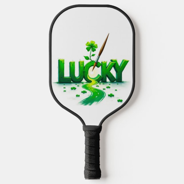 Lucky Clover Design for St. Patrick's Day Pickleball Paddle (Front)