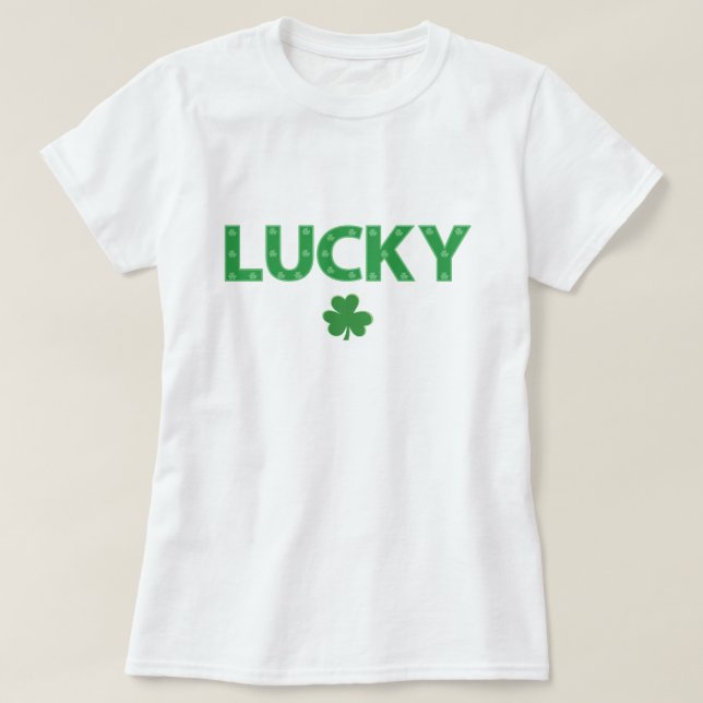Lucky Clover Editable Colour St. Patrick's Day T-Shirt (Design Front)