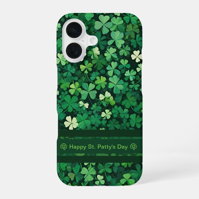 Lucky Clover Field iPhone 16 Case (Back)