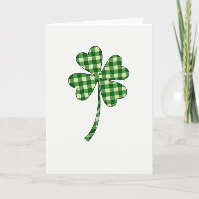 Lucky Clover Gingham Pattern Card (Front)