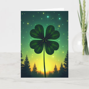 Lucky Clover Glowing Green Card