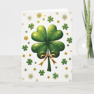 Lucky Clover Golden Beads Card
