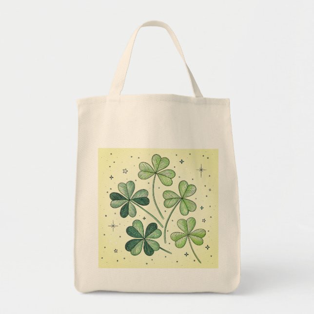 Lucky Clover Grocery Tote Bag (Front)