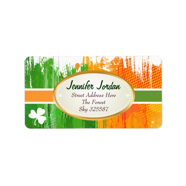 Lucky Clover & Ink Background Label (Front)