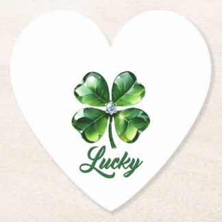 Lucky Clover leaves background Paper Coaster