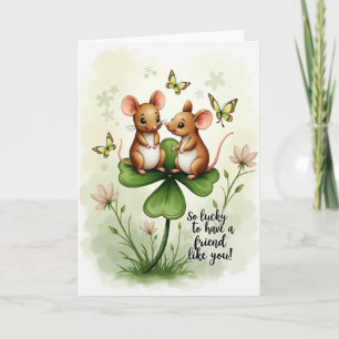 Lucky Clover Mice Friend Card