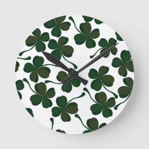 lucky clover round clock