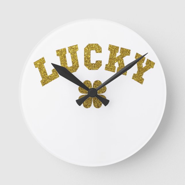 Lucky Clover Saint Patricks Round Clock (Front)