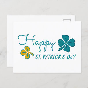 Lucky Clover Shamrock Drawing St. Patrick`s Day Holiday Postcard