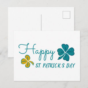 Lucky Clover Shamrock Drawing St. Patrick`s Day Holiday Postcard